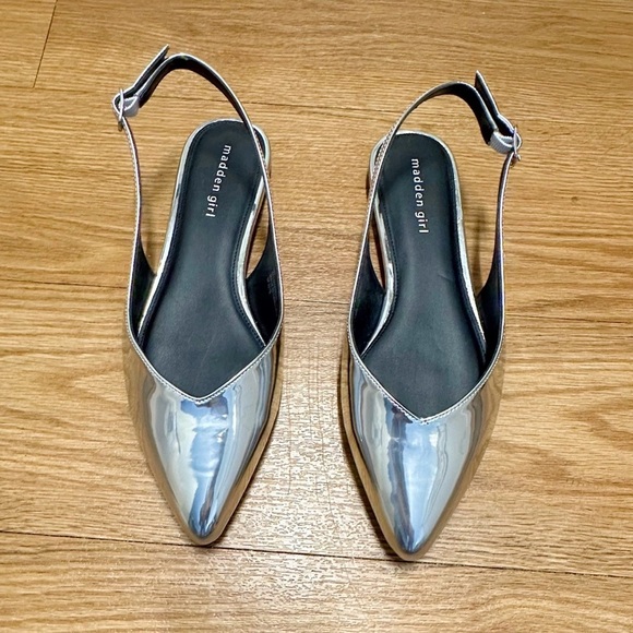 NOT FOR SALE: Madden girl flat silver sling back sandals - Picture 2 of 11
